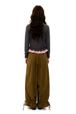 [Moromoro2] Velvet Pleated Wide-leg Pants