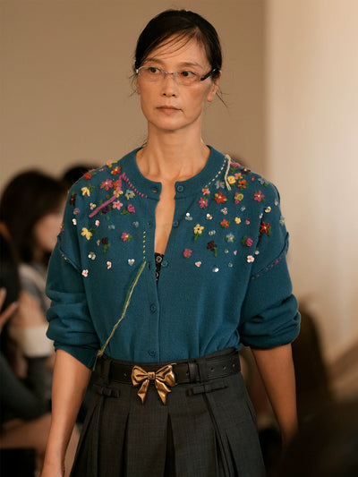 [Moromoro2] Colorful Floral Embroidered  Cardigan