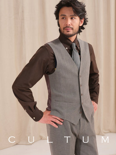 [CULTUM] Herringbone Brushed Flannel Suit Vest