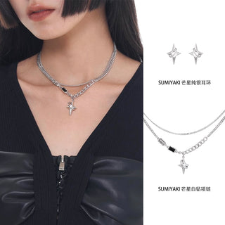 Pure silver 3D star earrings