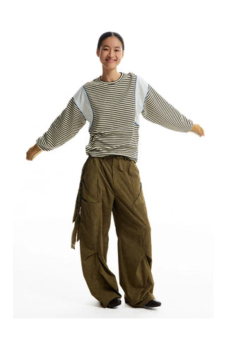 [CONP] Striped Spliced €ong-sleeve T-shirt