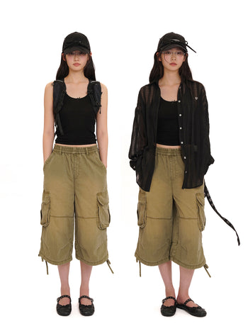 [MOROMORO] Washed Twill Cargo Pants