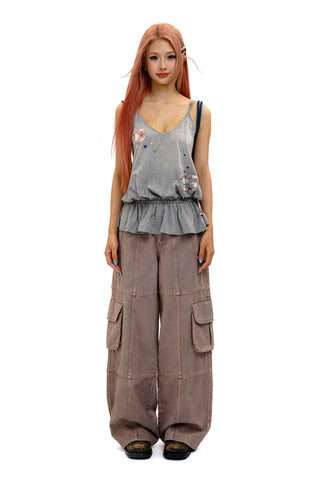 [Moromoro2] Rabbit Applique Stone Wash  Camisole