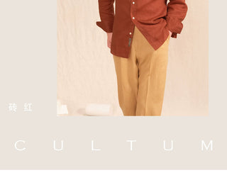 [CULTUM] Linen Stand Collar Shirt