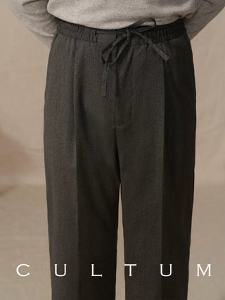 [CULTUM] Herringbone Drawstring Pleated Pants