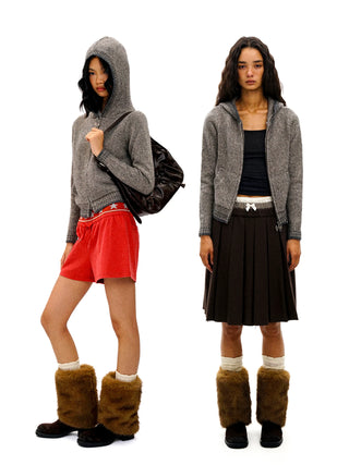 [Moromoro2] Bow Zip Hooded Cardigan