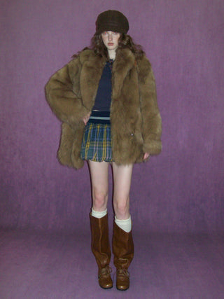 [Moromoro2] Gradient Plaid Distressed Mini  Skirt