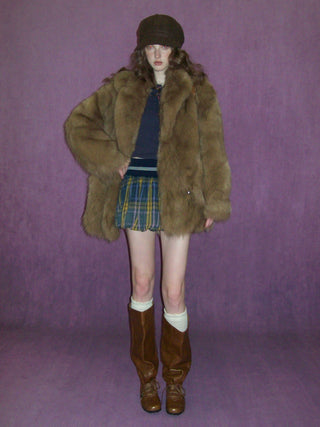 [Moromoro2] Gradient Plaid Distressed Mini  Skirt