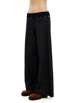 [Moromoro2] Plaid Mesh Cotton Linen Pants