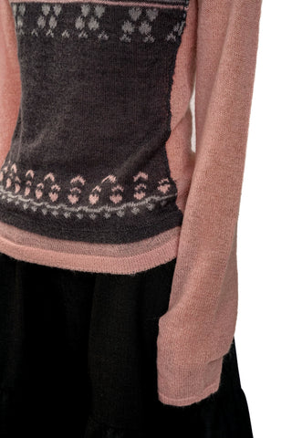 [Moromoro2] Fair Isle Faux Vest Knit Top