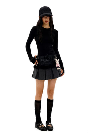 [Moromoro2] Double-layer Lace Hem T-shirt