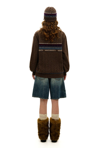 [Moromoro2] Fair Isle Faux Two-piece  Sweater