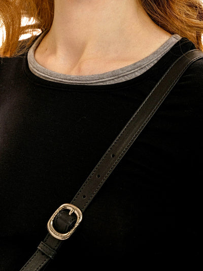 [Moromoro2] Layered Contrast Neckline Knit  Top