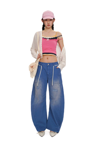 [moromoro2] Distressed Saber-Cut Cotton  Pants