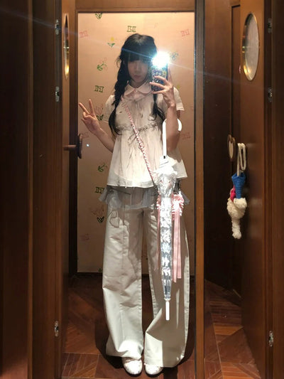 [moromoro2] Faux Layered Short Sleeve Shirt