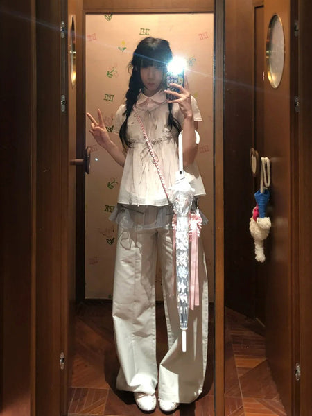 [moromoro2] Faux Layered Short Sleeve Shirt