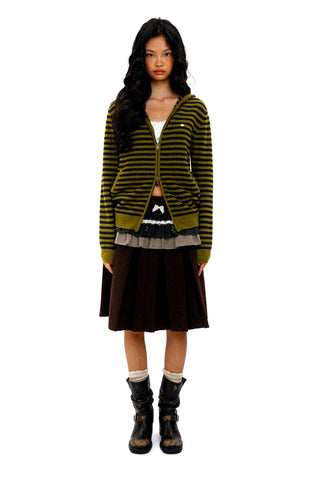 [Moromoro2] Striped Hooded Cardigan