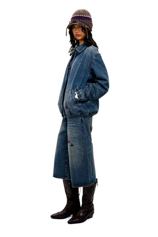 [Moromoro2] Distressed Patch Denim Jacket