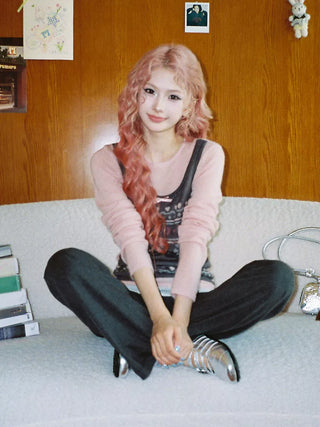 [Moromoro2] Fair Isle Faux Vest Knit Top