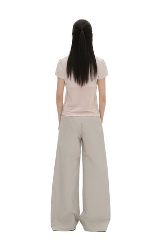 [moromoro2] Layered Contrast Panel Polo  T-Shirt