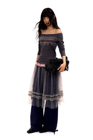 [Moromoro2] Fair Isle Faux Two-piece Top