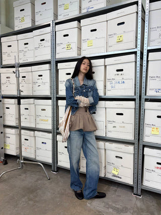 [NeverSeez] Whiskered Washed Straight Tapered Jeans