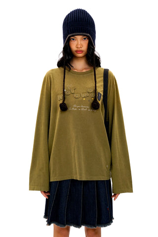 [Moromoro2] Rabbit Applique Distressed  T-shirt