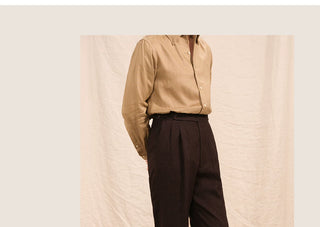 [CULTUM] Linen Double Pleated Trousers