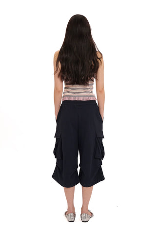 [moromoro2] Striped Mesh Hem Cami Top