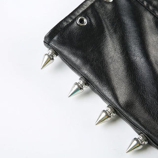 PU leather rivet mini skirt