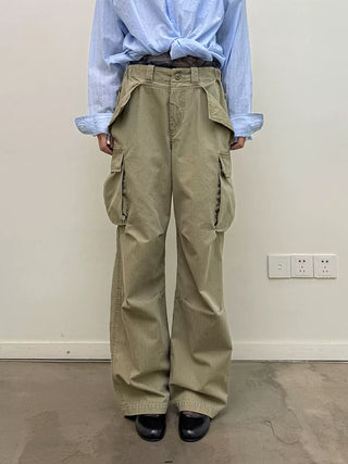 [NeverSeez] Washed Herringbone Cargo Pants