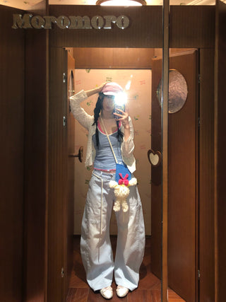 [moromoro2] Distressed Saber-Cut Cotton  Pants
