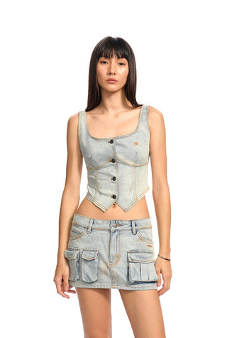[NOTAWEAR] Ceramic Washed Stretch Denim  Vest