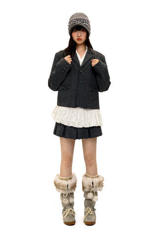 [Moromoro2] Bow Tie Pocket Short Suit  Jacket