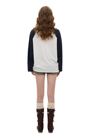 [Moromoro2] Rose Collegiate Logo Raglan Tee