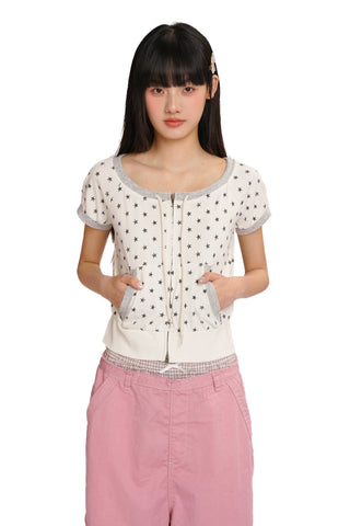 [moromoro2] Ribbed Zip-Up Short Sleeve