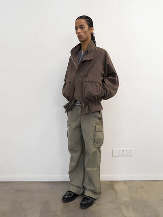 [NeverSeez] Stand Collar Drawstring Jacket