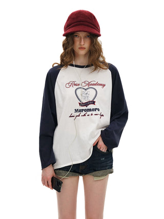 [Moromoro2] Rose Collegiate Logo Raglan Tee