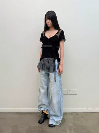 [NeverSeez] Layered Lace T-shirt