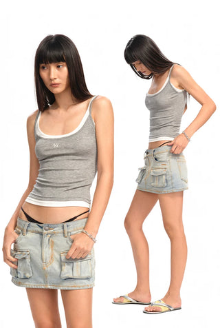 [NOTAWEAR] Faux Two-piece Cami Top