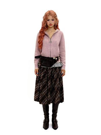 [Moromoro2] Bow Zip Hooded Cardigan