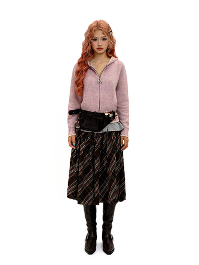 [Moromoro2] Bow Zip Hooded Cardigan