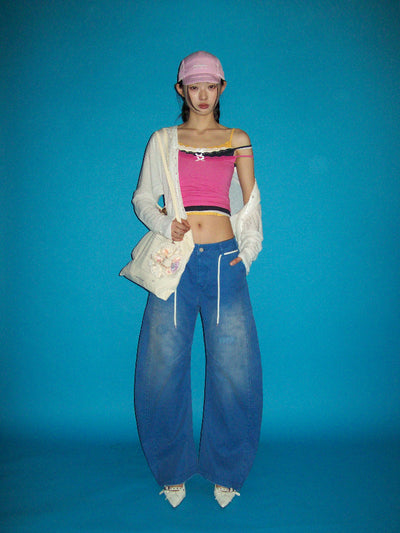 [moromoro2] Distressed Saber-Cut Cotton  Pants