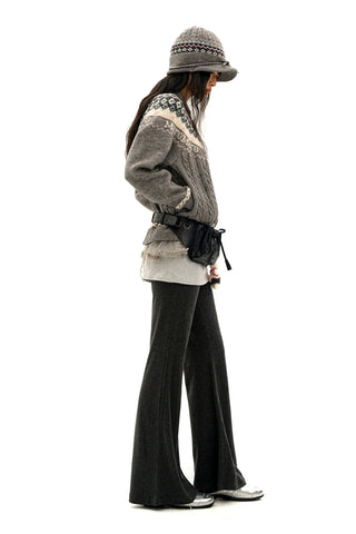 [Moromoro2] Faux Two-piece Flared Skirt  Pants