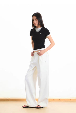 [NOTAWEAR] Faux Two-piece Short Sleeve  T-shirt