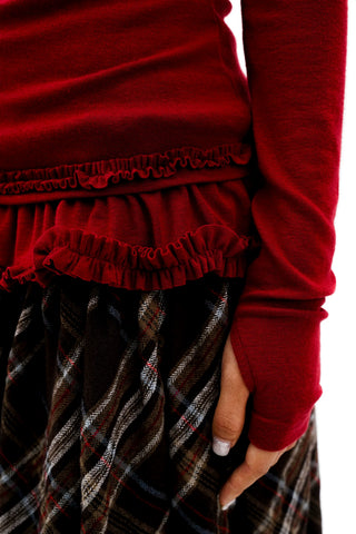 [Moromoro2] Double-layer Lace Hem T-shirt