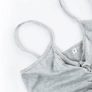 Hollow out backless solid cami cut out top