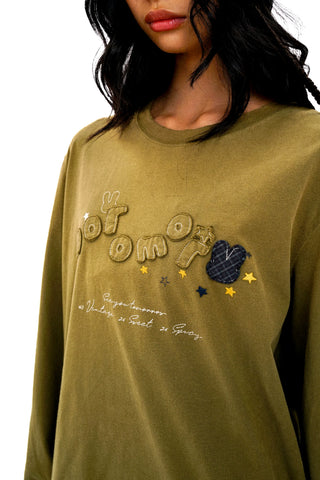 [Moromoro2] Rabbit Applique Distressed  T-shirt