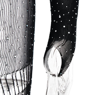 Off shoulder long sleeve beaded hollow out jumpsuit