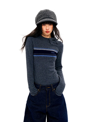 [Moromoro2] Bow Stripe Sweater